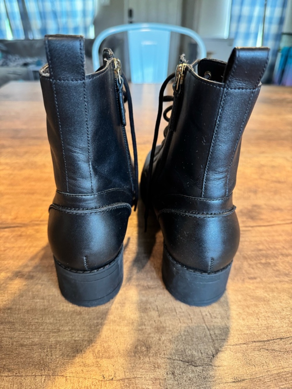 Cole Haan Black Lace-Up Leather Combat Boots - Picture 4 of 7